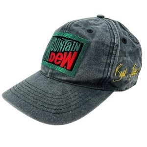 Mountain Dew Embroidered Signature #4 Washed Black Baseball Cap Snapback